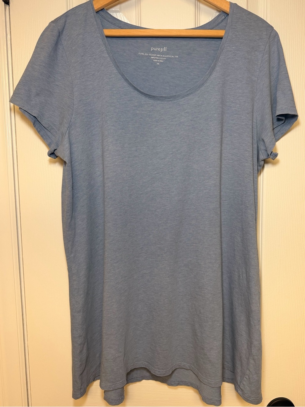 J. Jill Pure Jill Pima Cotton Scoop Neck Elliptical Tee Blue M Soft Minimalist